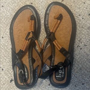 b.o.c. Black and Tan Strappy Sandals